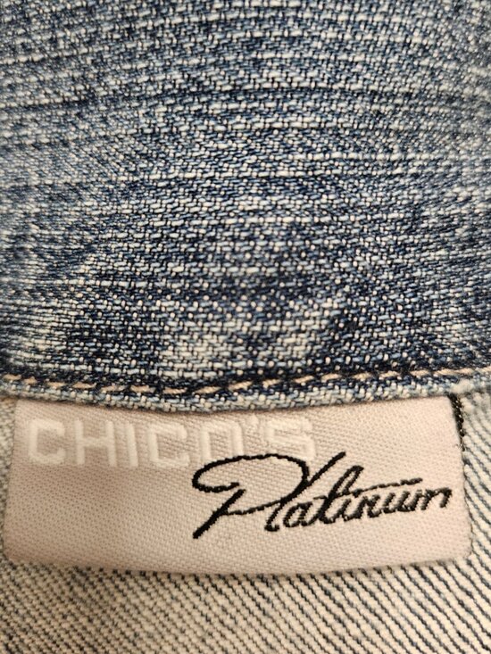 Chico's Platinum Women's Cropped Jean Jacket w/collar size 0 - Picture 10 of 14